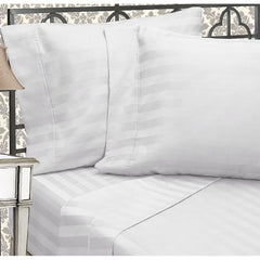 Dolly T-250 Luxury Striped Percale Pillowcase King XL Size 48"x 21" White 2/Pack