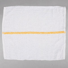 Bar Towels Ribbed Terry 100%Cotton size 16"x 19" #32oz. color: WHITE with YELLOW Stripe