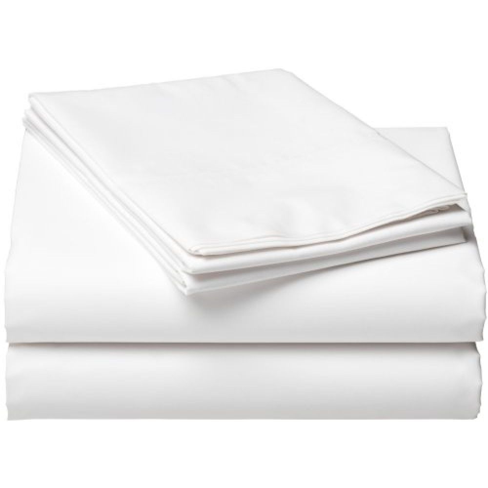 T-300 Sateen Finish Luxury Plain Cotton-Poly Pillowcase KING Size 21"x42" White