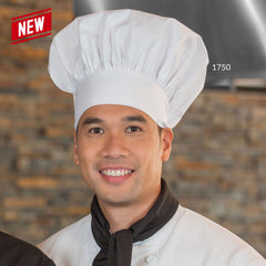 Premium Chef Hat 65/35 5.5oz Poplin Poly/Cotton Velcro Closure "One Size Fits All" (Sold as 12's/ Pack)