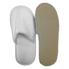Premium Terry Velour Closed Toe Indoor Slippers Ind. clear Bag Unisex Sole size 11" White Packing