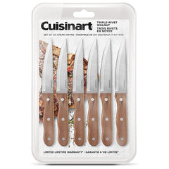 CuisinArt 6pc Triple Rivet Walnut Steak Knife Set