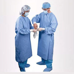 Disposable Isolation Gowns Blue Non-Wovem 45GSM Fabric with Knit Cuffs SMS 10's/ Pack