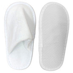 Kid's Closed Toe Terry Velour Plush Indoor Slippers White Sole size 7.5" Ind. clear Bag Packing