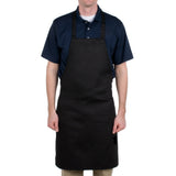 Standard Bib Apron twill 100% Polyester design No Pockets Full length Colors WHITE / BLACK