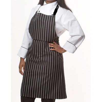 STD. Bib Apron FULL Length No Pockets Color Black with White Stripes