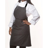 Standard Bib Aprons design No Pockets Full Length color BLACK with WHITE stripes