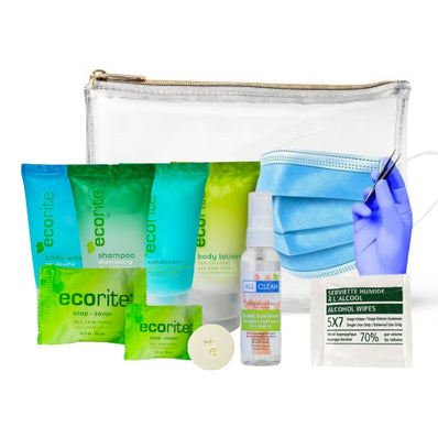 Guest Sanitization Hygiene Kit EcoRite 10 items count in Zipper Vinyl Bag