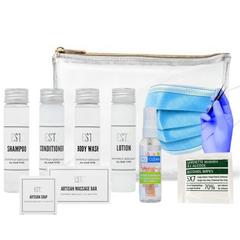 Guest Sanitization Hygiene Kit EST. 10 items count in Zipper Vinyl Bag