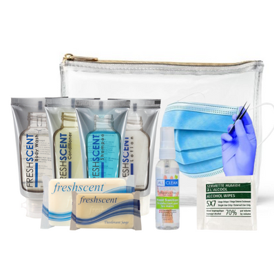 Guest Sanitization Hygiene Kit FreshScent 10 items count in Zipper Vinyl Bag