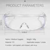 Protective Eyewear Transparent Anti Fog ABS Film Safety Wear Goggles