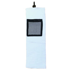 Golf Towels Double Folded w. Zippered Pockets + Hook 23"x7.5" color White 