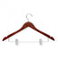 Walnut/ Cherry Finish Suit Hangers with metal bar and 2 clips Hotel guest closets  24's Pack