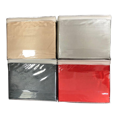 KING Bed Sheet Set (Flat x1 + Fitted x1 + PC X2) in Elegant colors RED / CHAMPAGNE / CHARCOAL GREY / SILVER Fabric Luxury Satin 4pc/ Set Clearance Price $20/ set - bu