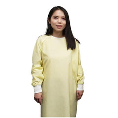 Isolation Gowns Multi-Use with Knit Cuffs Twill Fabric 4.2oz 65/35 Poly Cotton Color YELLOW 6's/ Pack
