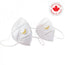 Mascarillas plegables de 5 capas blancas con presillas para las orejas (1 válvula), paquete de 120 unidades por caja (fabricadas en Canadá)
