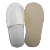 Economy Terry Velour Open Toe Indoor Slippers Unisex Sole size 11" White Bulk